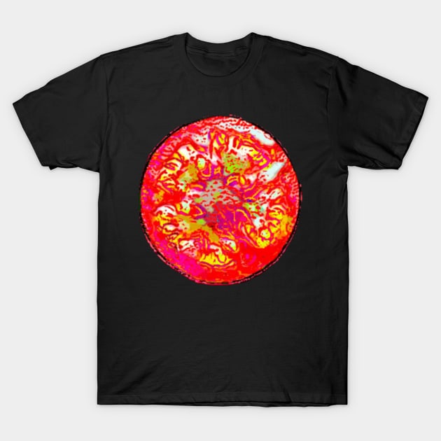 Retro Pop Art Tomato Slice Pattern Apparel Decor T-Shirt by BubbleMench